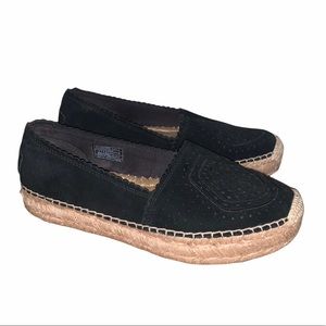 Ugg Heidi Perforated Black Suede Espadrille Shoes